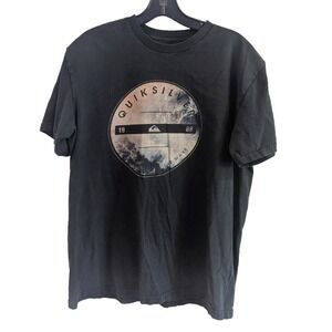 Quicksilver Men's L Medium Black Short Sleeve Crew Neck Surf T Shirt Skate Beach